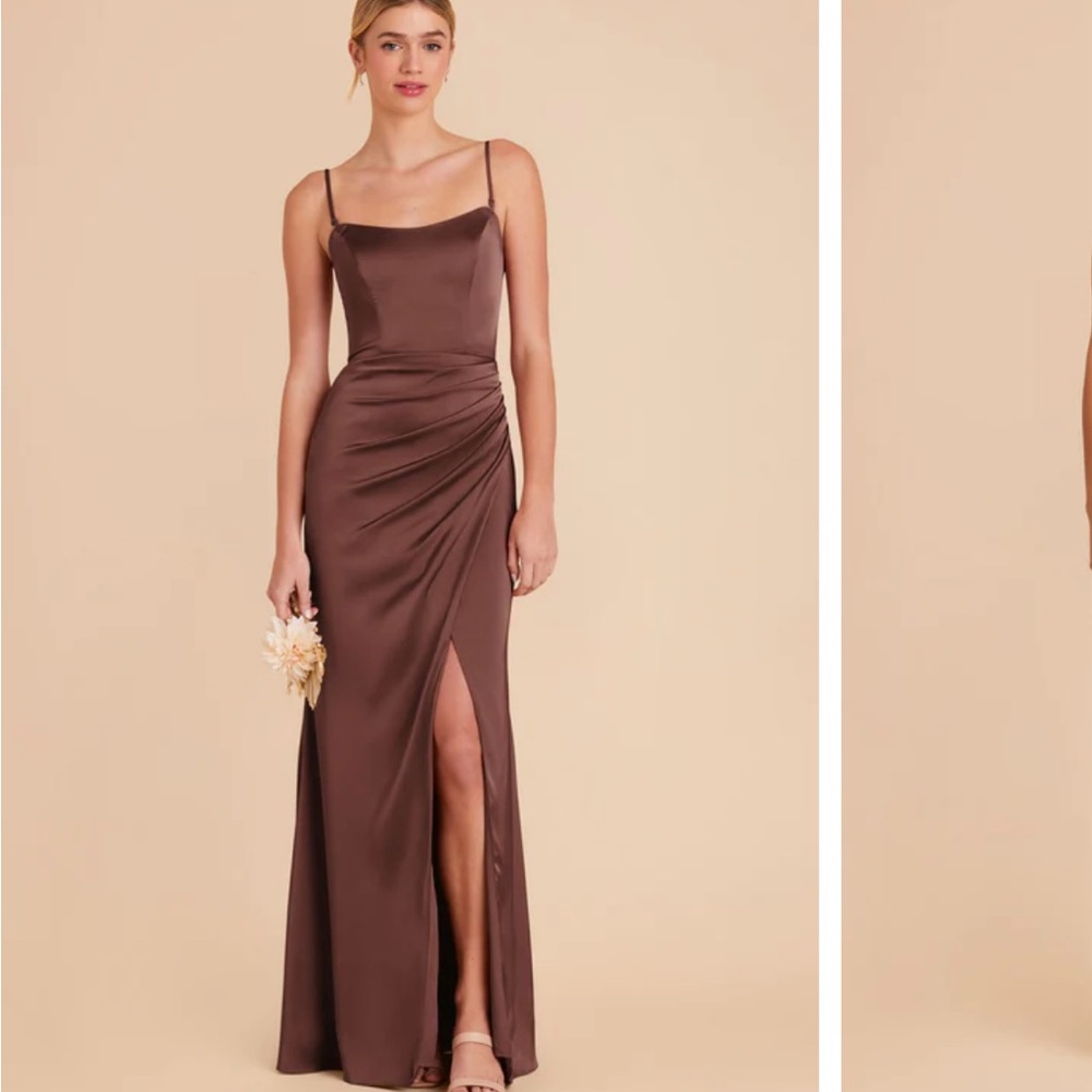 Elegant Brown Satin Evening Gown